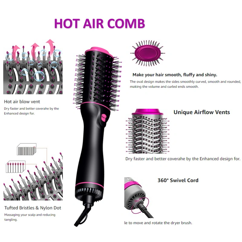 3 in 1 Portable One Step Hair Straightener Comb Professional 1000W Hot Air electric Brush Straightener Quality Hot Air Brush